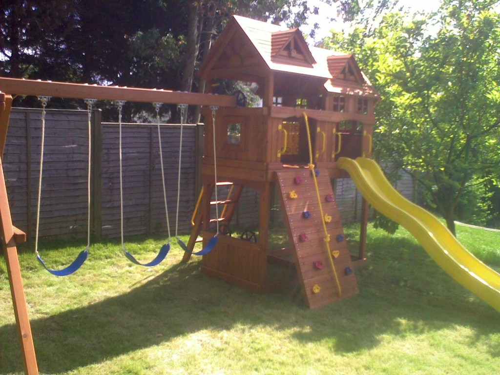 Costco Rainbow Wooden Playset Climbing Frame Installer