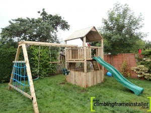 The NI Single Tower Wooden Monkey Bar/ Swing Combo Climbing Frame