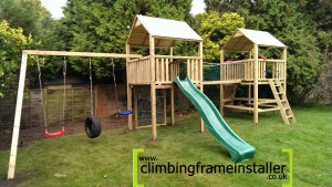 PlayCrazy Double Tower Wooden Climbing Frame