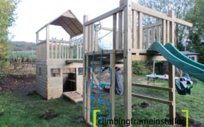 PlayCrazy Two Tower Wooden Climbing Frame