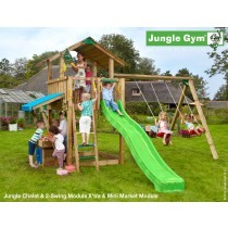 The Chalet Mini Market 2 Swing Jungle Gym Climbing Frame