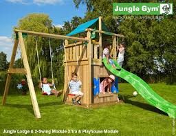 The Lodge Playhouse 2 Swing Climbing Frame from Jungle Gym