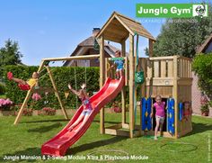 The ‘Mansion Playhouse 2 Swing’ Climbing Frame from Jungle Gym