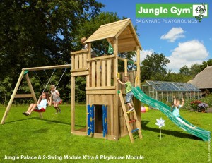 The Jungle Gym Palace Playhouse 2 Swing Climbing Frame