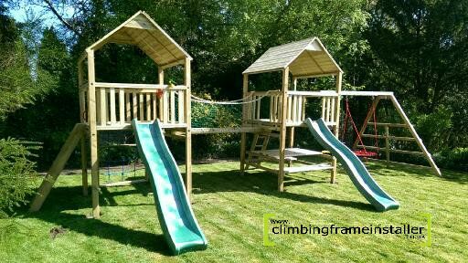 Play Crazy Double Tower Climbing Frame with Double Slides
