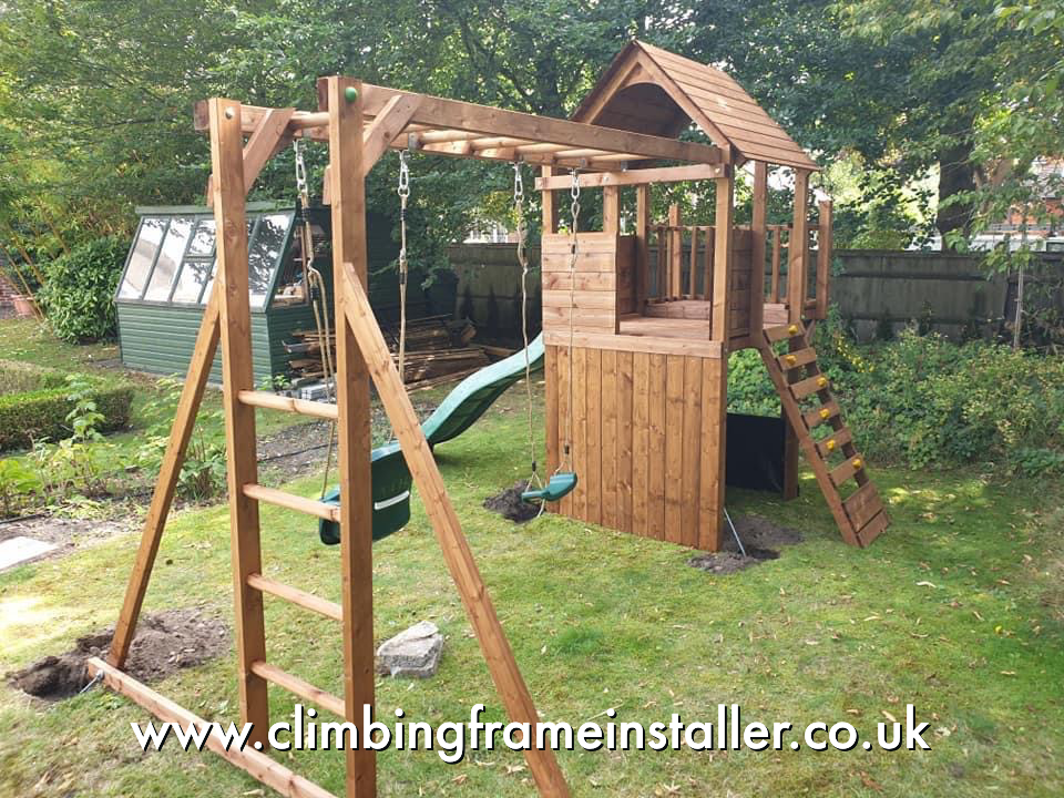 Dunster House Mega Fort Mountain climbing frame review after installation.  Outdoor Garden Treehouse 